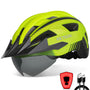 VICTGOAL VG112 MTB Fahrradhelm mit Magnetvisier und LED, XL, Gelb – gelber Radhelm mit Visier