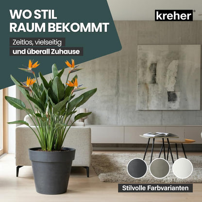 Kreher XL Pflanzkübel rund mit Rollen, 58 cm, Anthrazit, 2er-Set