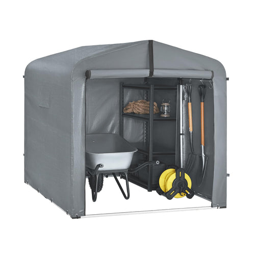 SoBuy Fahrradgarage KLS11-L-DG wetterfest für 2-4 Fahrräder grau, Zeltgarage mit PE-Plane und Aluminiumgestänge