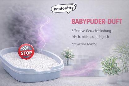 BentoKitty Katzenstreu klumpend Babypuderduft Bentonit 30L 3er Pack