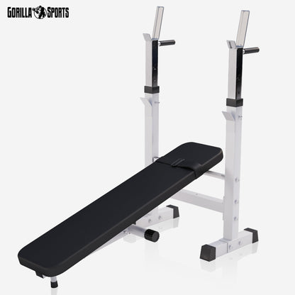 GORILLA SPORTS® Hantelbank mit Langhantelset – Klappbar