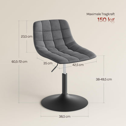 WOLTU Schminkhocker BH300dgr-1, höhenverstellbar, Samt, Dunkelgrau