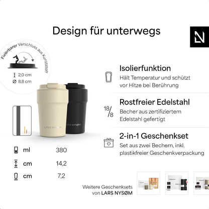LARS NYSØM Thermokaffeebecher to go Set 2x380ml – Rot/Schwarz