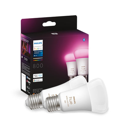 Philips Hue White & Color Amb. E27 LED Lampen Set mit Bridge 2er