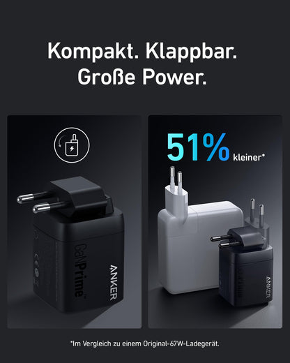 Anker Prime GaN 67W USB-C Schnellladegerät - 3 Port