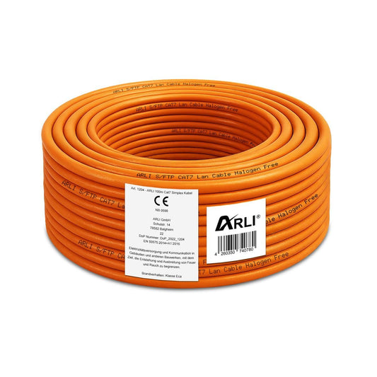ARLI CAT 7 SFTP Installationskabel, graues, rundes Kabel, 100 Meter, zur Installation von Hochgeschwindigkeits-Ethernet-Netzwerken.