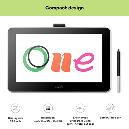 Wacom One Pen Display 13.3 Zoll Zeichentablett Schwarz
