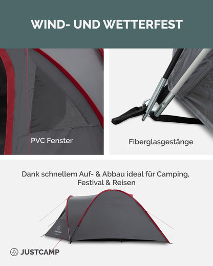 Justcamp Scott Campingzelt - Kuppelzelt 4 Personen Wasserdicht