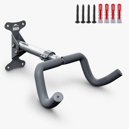 Borgen Fahrrad-Wandhalterung klappbar bis 20 kg für MTB und E-Bike, aus Metall mit Softschutz