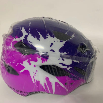 RaMokey Kinder Fahrradhelm mit LED-Rücklicht 50–56 cm Lila/Rose