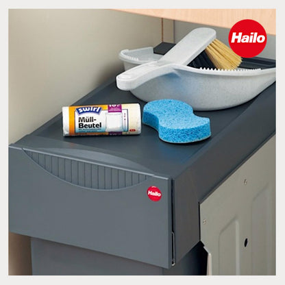 Hailo Tandem 3666101 Einbau-Abfallsammler – 2x15L, Dunkelgrau