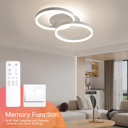 Amdelne LED Deckenleuchte 2-Ringe, dimmbar mit Fernbedienung, weiss