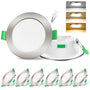 ALUSSO LED Einbaustrahler 230V dimmbar 7W IP44, 6er Set Nickel rund als flache Deckenbeleuchtung