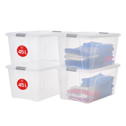 Iris Ohyama NTB-45 Aufbewahrungsboxen - 45L 4er-Set Silber
