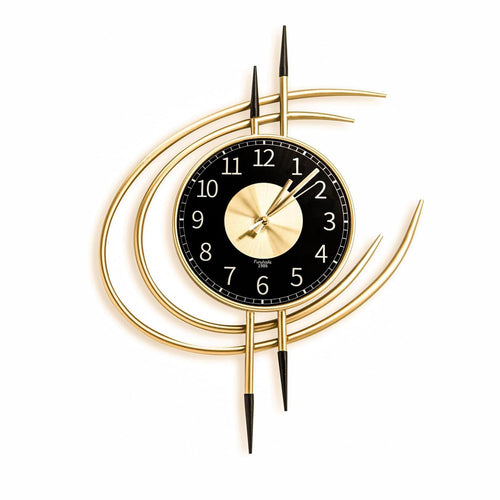 LANMOU Wanduhr 54 cm Gold Schwarz, lautlose Wohnzimmeruhr aus Metall, kontrastreiches Zifferblatt