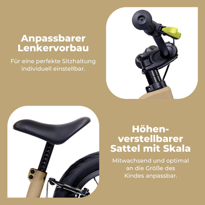 PUKY Next 12" Laufrad Sand/Black mit Bremse für 2–6 Jahre