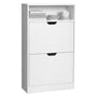 VASAGLE Schuhschrank LBC040W01, Schuhkipper, 2 Klappen, wolkenweiss