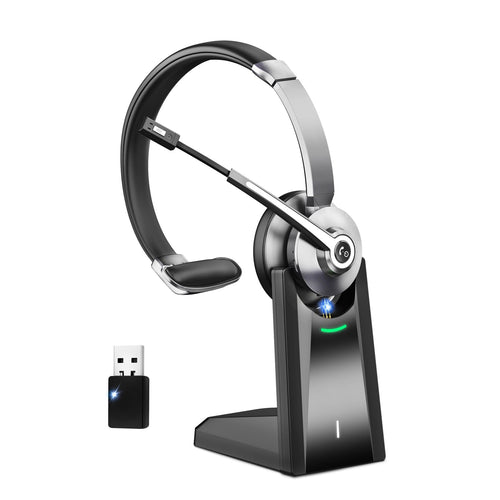 Earbay Bluetooth Headset mit Mikrofon, USB-Dongle und Ladestation, einseitiges On-Ear-Design