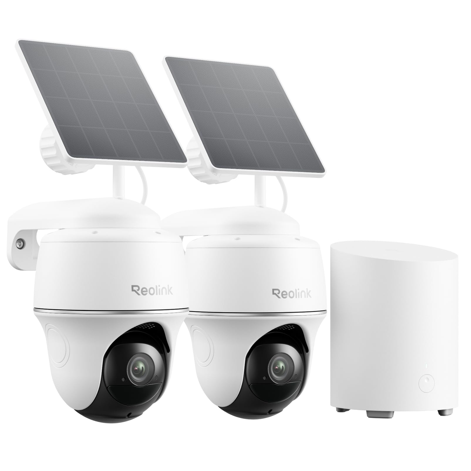 Reolink 2K Überwachungskamera Aussen Set mit Home Hub Mini & Solar, zwei schwenkbare Kameras mit Solarpanel