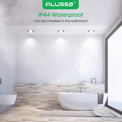 ALUSSO LED Einbaustrahler Dimmbar IP44 Schwarz – 12er Set