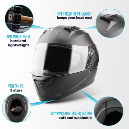 VINZ Kennet Integralhelm mit Sonnenvisier, ECE 22.06, XS–XXL