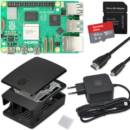 Raspberry Pi 5 8GB Starter-Kit mit Gehäuse, Lüfter & Netzteil