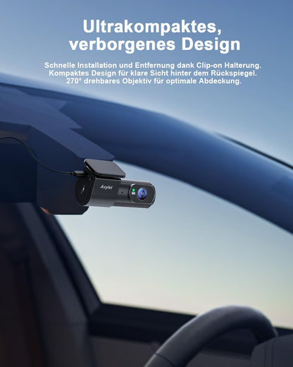 Avylet 4K+1080P Dashcam Dual Auto Kamera - Mini 5GHz Wi-Fi