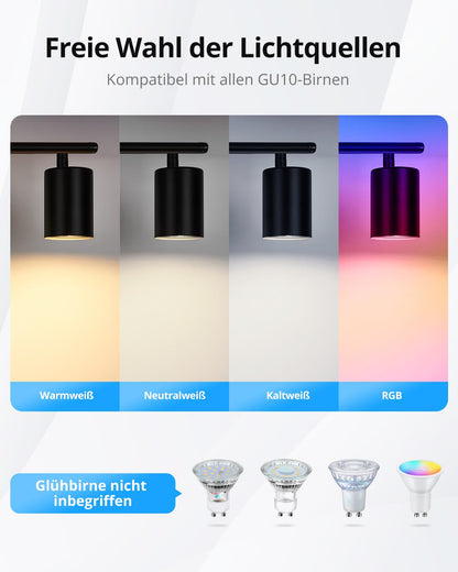 Gr4tec Deckenstrahler LED 2-flammig, schwenkbar, GU10, schwarz