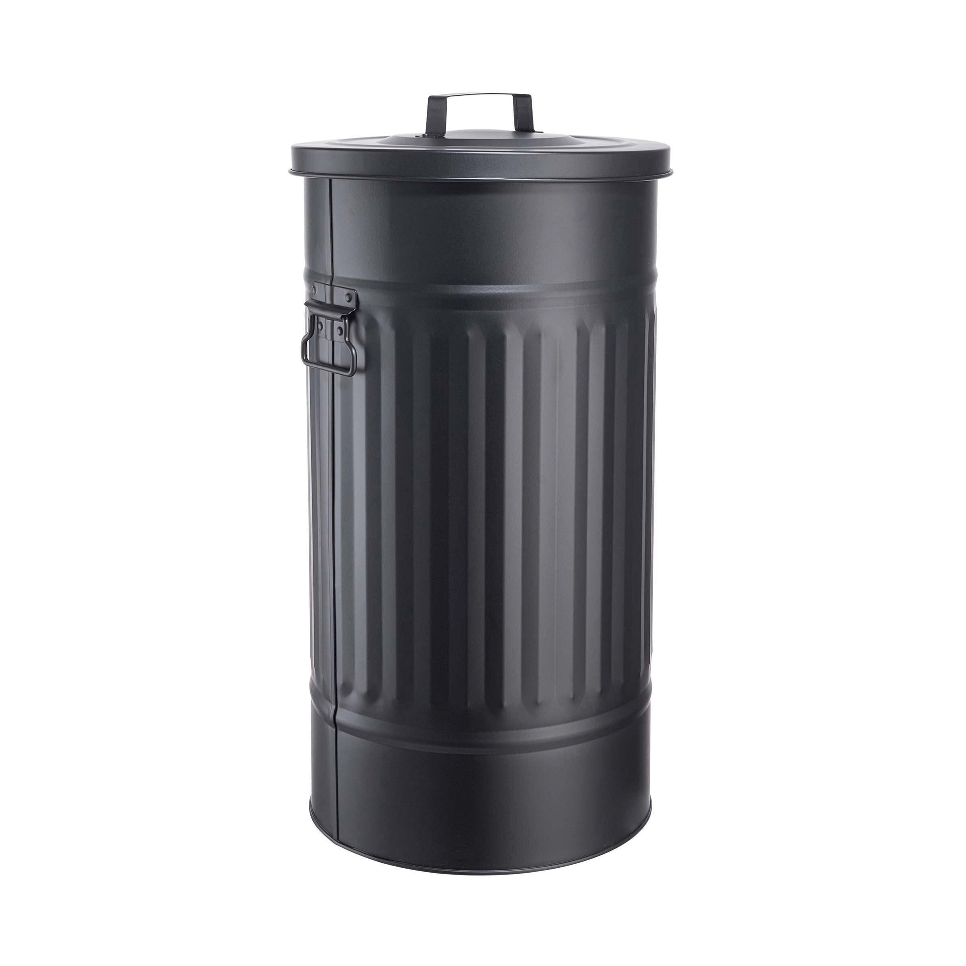 BUTLERS Oskar Retro-Mülltonne 40 l aus verzinktem Metall mit Deckel und Tragegriffen