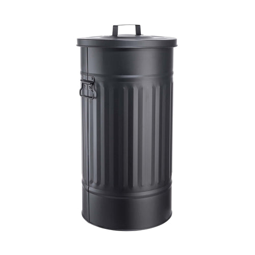 BUTLERS Oskar Retro-Mülltonne 40 l aus verzinktem Metall mit Deckel und Tragegriffen
