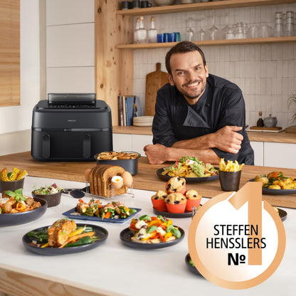 Philips Steam Airfryer 5000 Heissluftfritteuse Dampfgarer 9L 2 Körbe