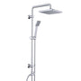 JOHO Duschsystem Edelstahl Überkopfbrauseset 20x20 cm, Chrom mit eckiger ABS-Kopfbrause