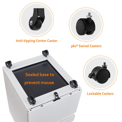 Rollcontainer Aktenschrank abschliessbar 39x50x62 cm weiss