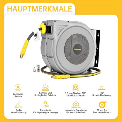 GLAHODEN Druckluftschlauchtrommel 20m+2m mit 9.5mm Schlauch