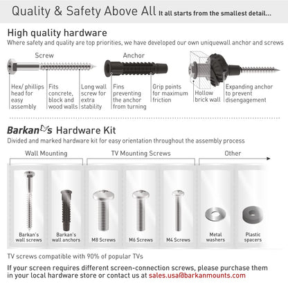 Barkan 76cm Schwenkbar Neigbar TV Wandhalterung - 13-65 Zoll VESA 400x400