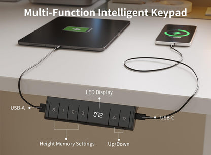 FEZIBO Schreibtisch Höhenverstellbar Elektrisch - USB-C 100x60 Weiss