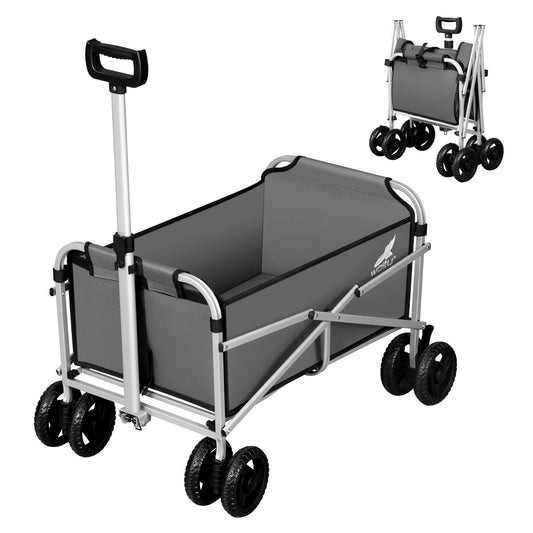 WOLTU Bollerwagen faltbar Transportwagen – Dunkelgrau Doppelräder. Faltbarer Bollerwagen mit Doppelrädern zum Lastentransport.