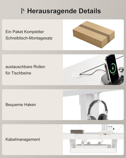 Homall Elektrischer Schreibtisch 140x70 cm - Memory Funktion