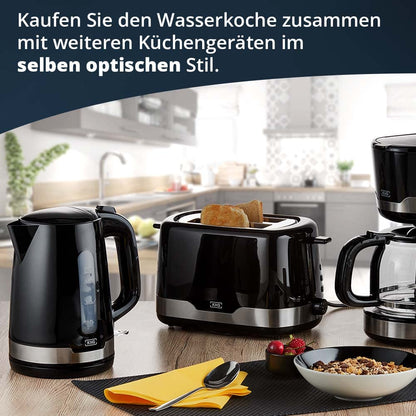 KHG Frühstücksset Wasserkocher Toaster Kaffeemaschine 3-teilig - Schwarz