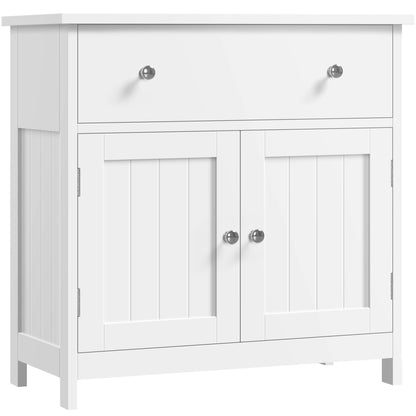 Yaheetech Waschbeckenunterschrank Landhausstil 60x30x60 cm, weiß, mit U-förmigem Siphonausschnitt. Bietet Stauraum und verdeckt den Siphon unter Waschbecken.