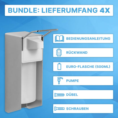 ARNOMED Desinfektionsspender Armhebel Aluminium 500ml – 4er-Set