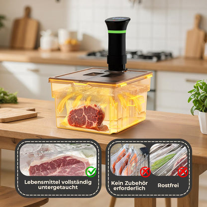 Vihoom Sous Vide Behälter 11L mit Deckel und Rost, Grau