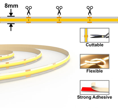 luktix COB LED Streifen 10m warmweiss 3000K dimmbar mit Fernbedienung