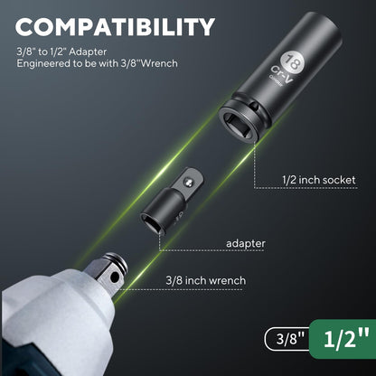 Ginour Schlagschrauber-Nüsse-Set 1/2 Zoll 8-24 mm 20-teilig