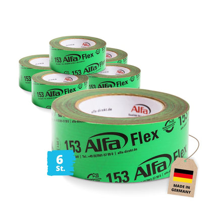 Alfa Flex Folienklebeband 50 mm x 25 m, 6 Rollen für Dampfbremsen, elastisches Systemklebeband