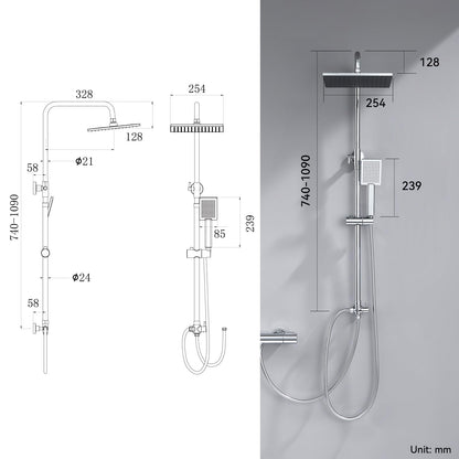 Auralum Duschgarnitur Regendusche Quadratisch 25x25cm ohne Armatur