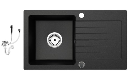 Faizee Möbel Küchenspüle Granit Schwarz 75x44 cm Einbau