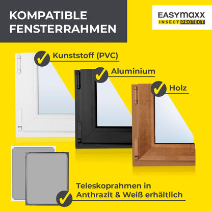 EASYmaxx Teleskop-Insektenschutzgitter Fenster, anthrazit, 4er-Set