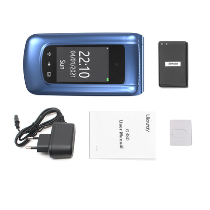 uleway G380D-SE Seniorenhandy, Klapphandy mit SOS-Taste, Blau