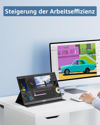 Yodoit Tragbarer Monitor 16" FHD IPS USB-C für Laptop PC